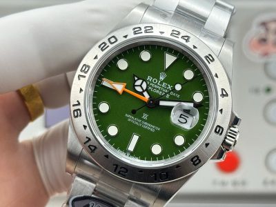N Factory Rolex Explorer ii 904L Steel 42mm 3285 Movement Dual Time Green Face Watch